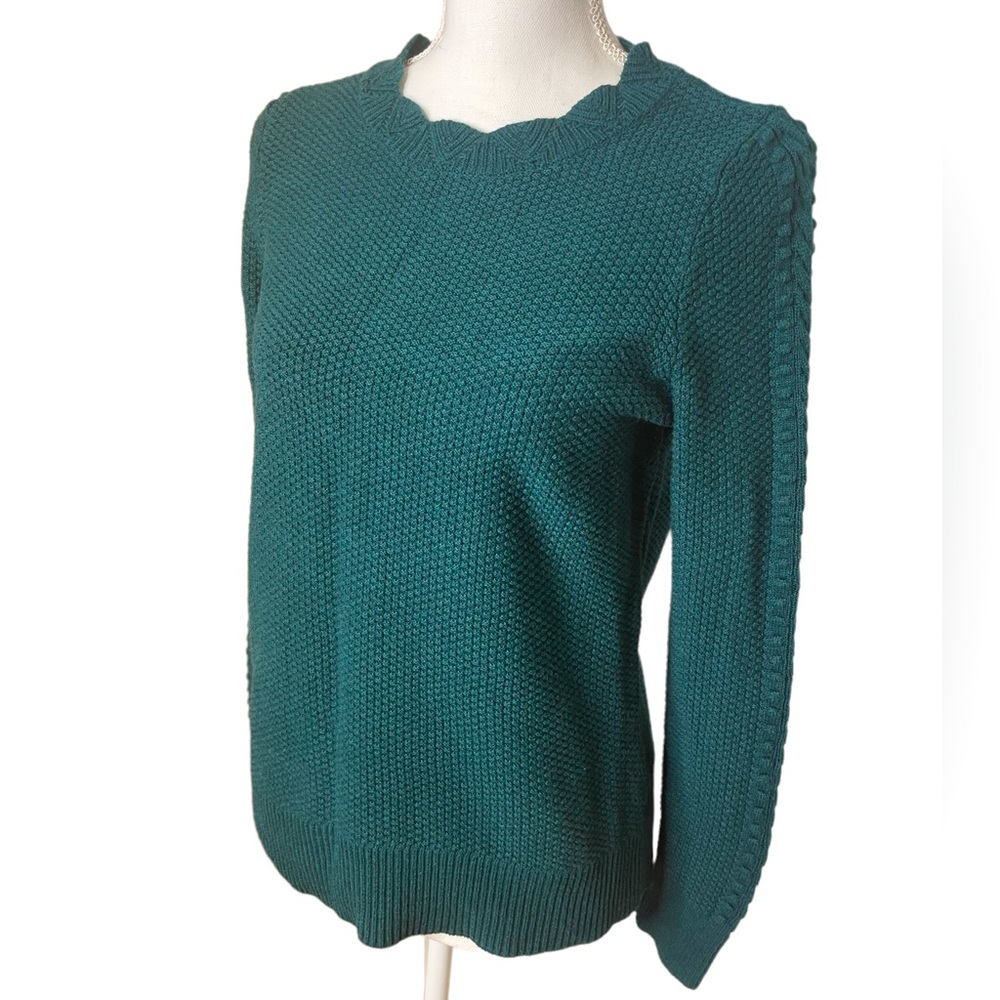 Loft Teal Textured Knit Sweater
